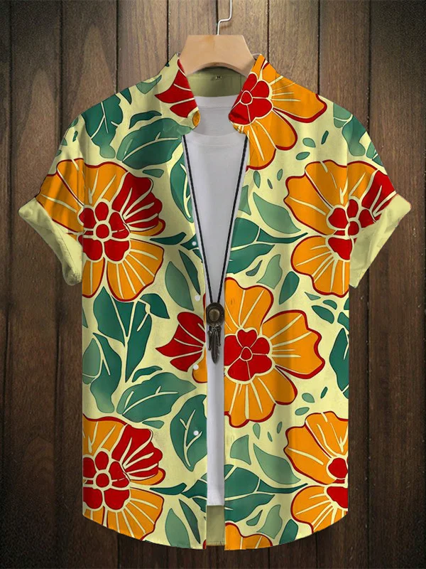 Men's Floral All Over Printed Vacation Shirt