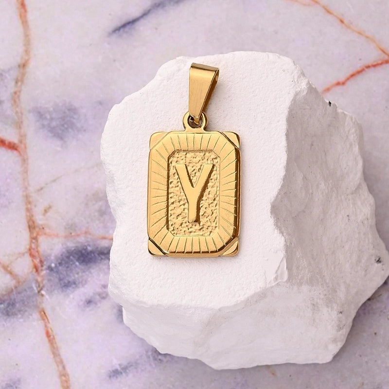 1 Pc/Package 27x17mm 10x5mm 304 Stainless Steel 18K Gold Plated Letter Simple Polished Pendant Jewelry Accessories