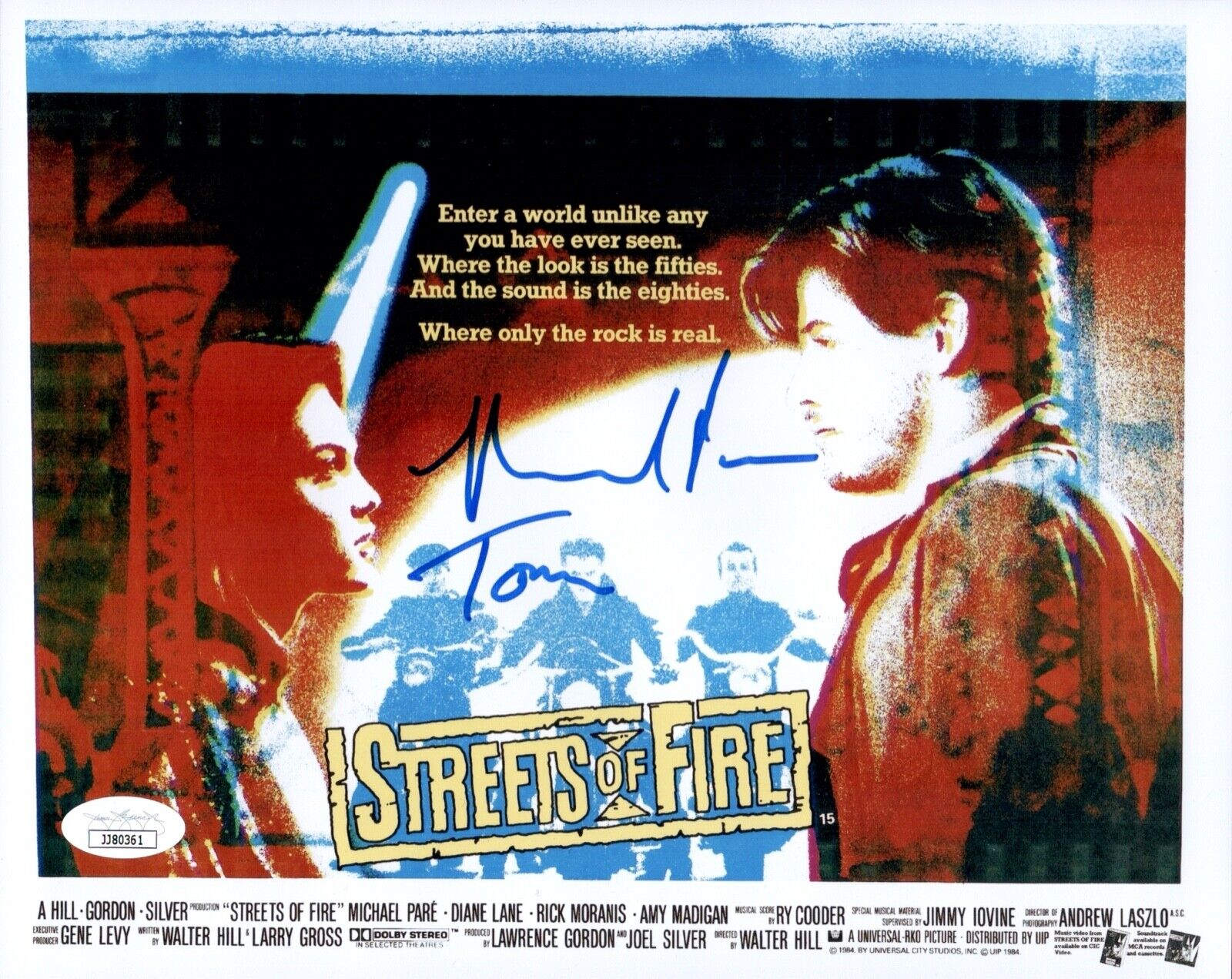 MICHAEL PARé Signed 8x10 STREETS OF FIRE Photo Poster painting PARE Autograph JSA COA Cert