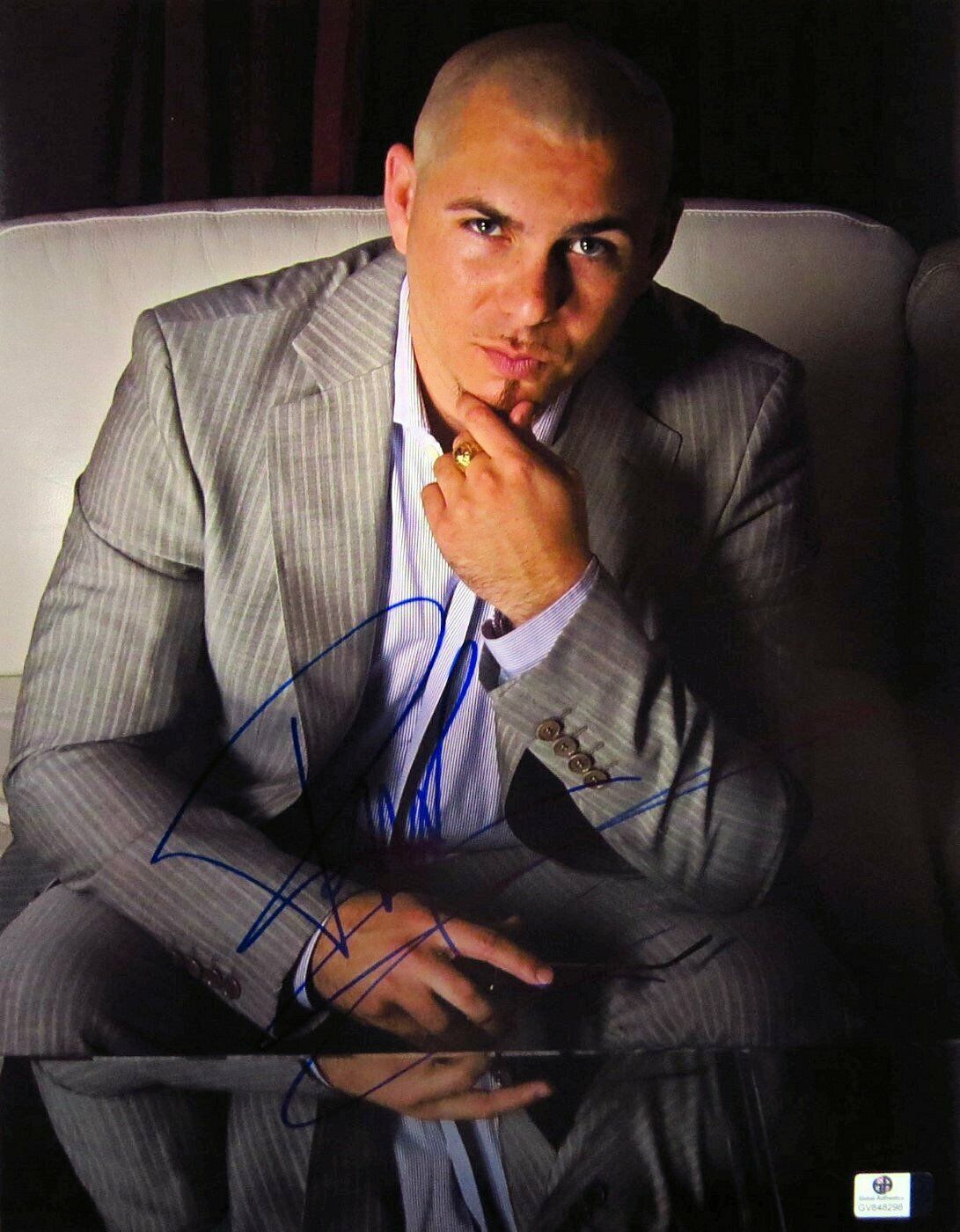 Pitbull Signed Autographed 11X14 Photo Poster painting Sexy Sharp Gray Pinstripe Suit GV848298