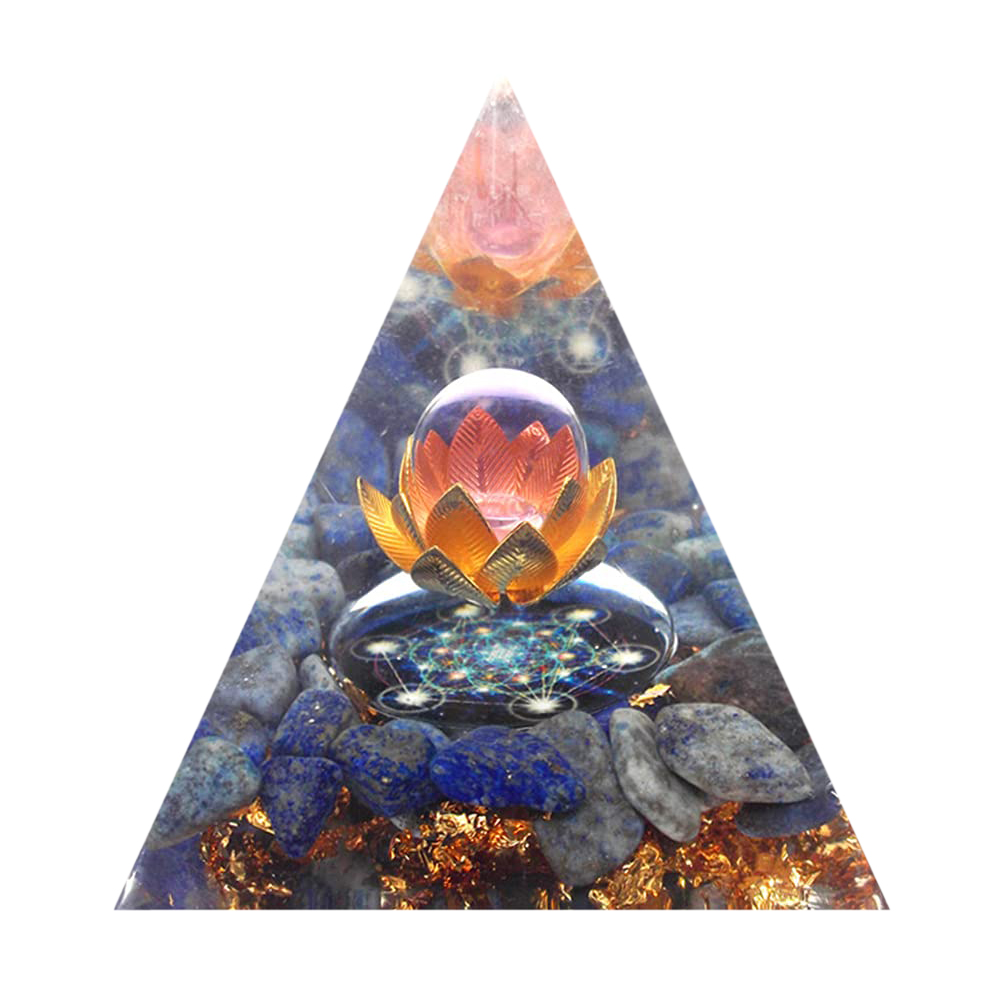 Crystals Epoxy Resin Orgonite Pyramid Energy Generator Healing Ornament (C)