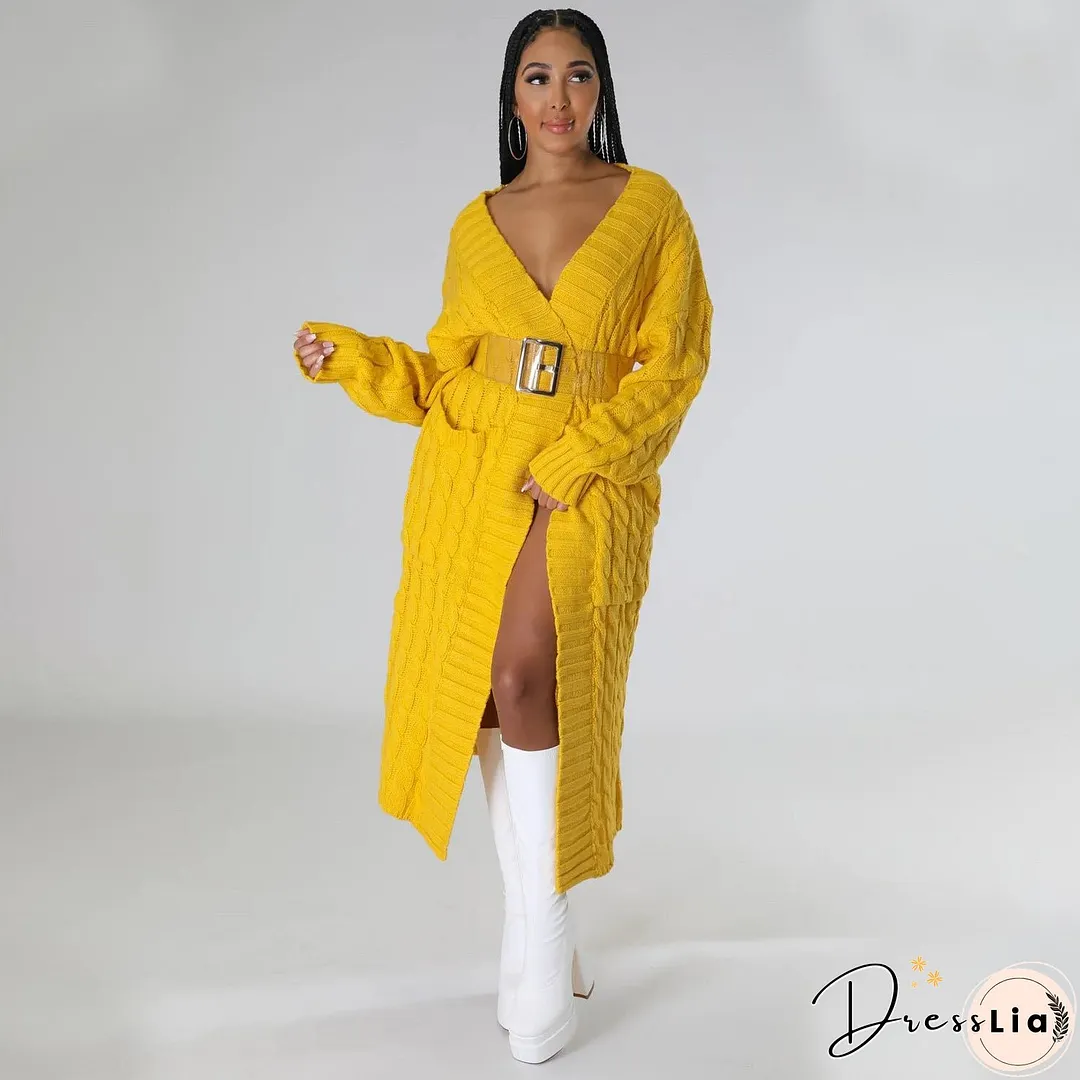 Women's Fashion Casual Long-sleeved Long Solid Color Sweaters