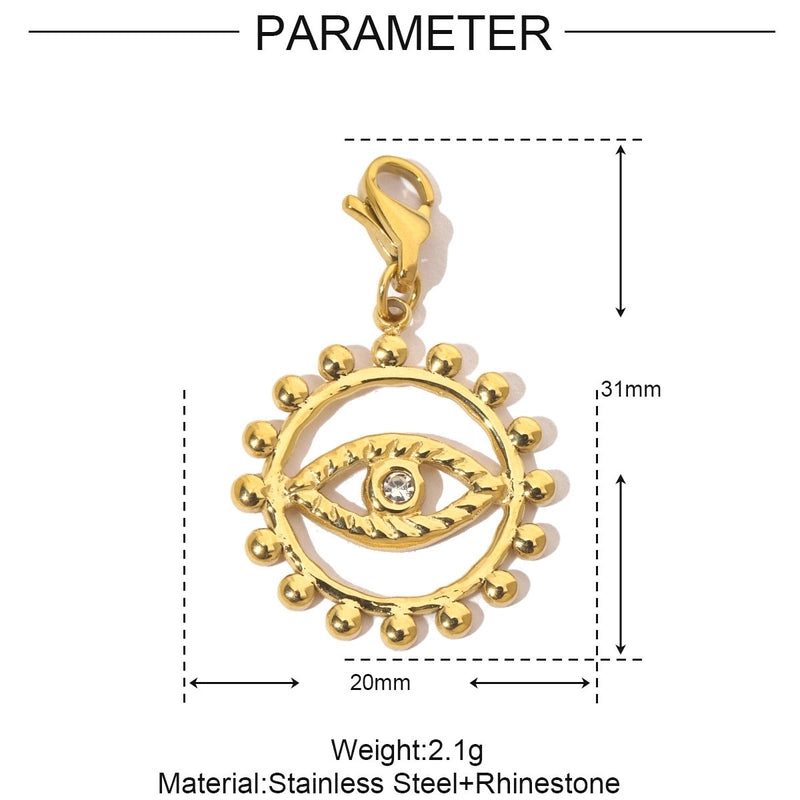 3 PCS/Package Titanium Steel Rhinestones Eye Pendant Jewelry Accessories