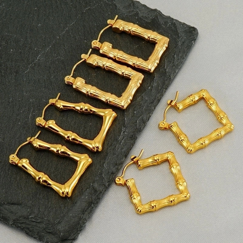 1 Pair Elegant Square Polishing Plating 304 Stainless Steel Titanium Steel 18K Gold Plated Earrings