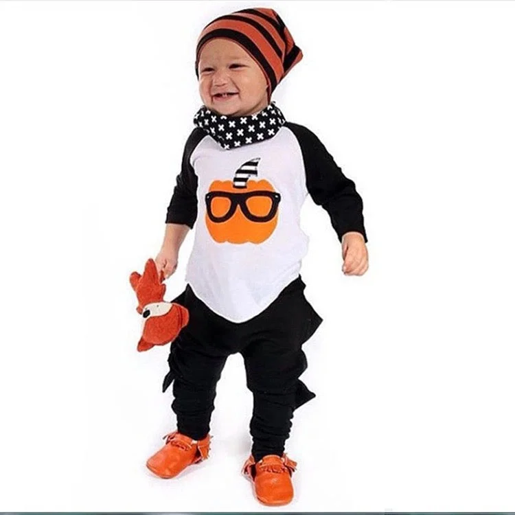 Complete Set Boys T Shirt Halloween Outfit Pumpkin Clothes