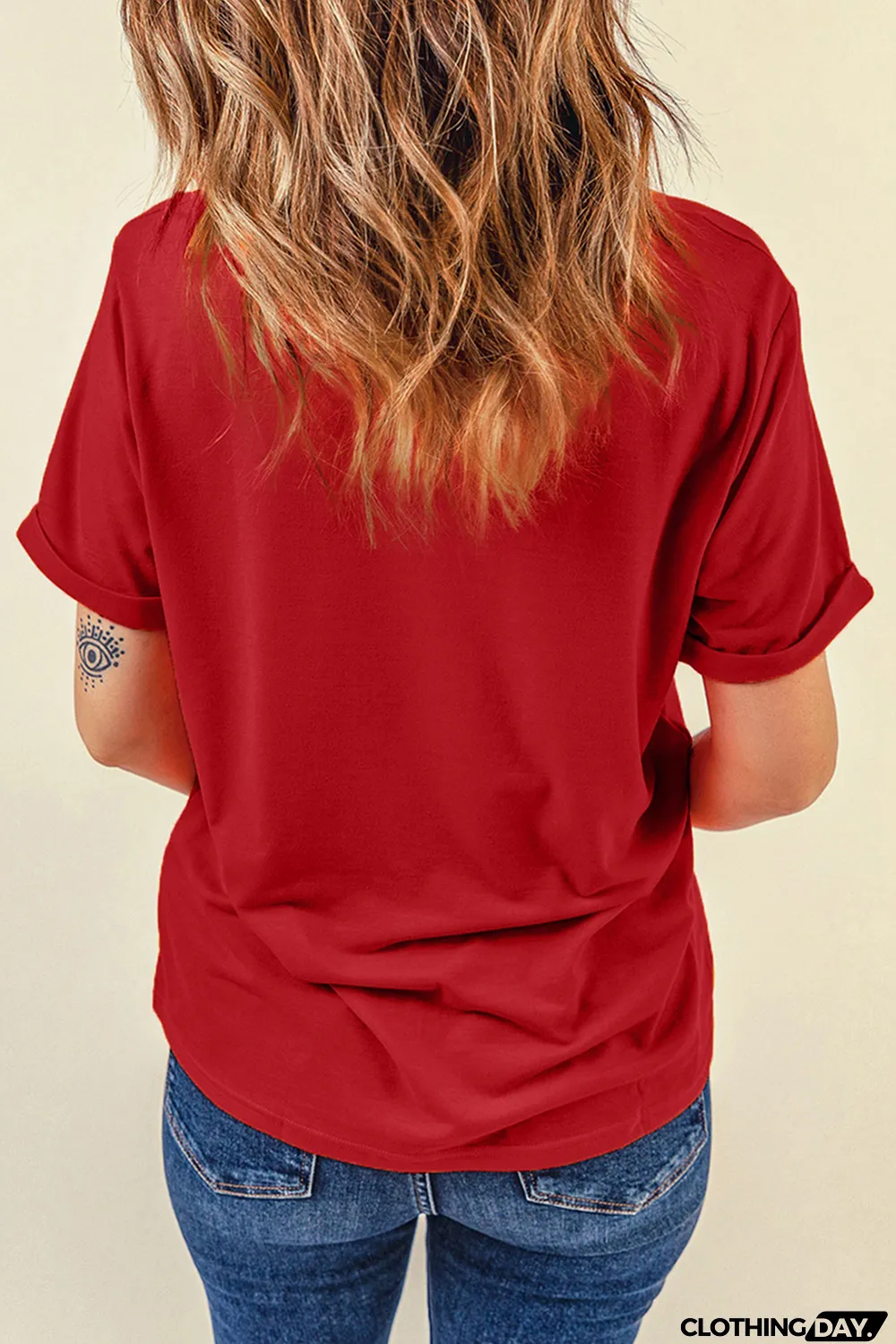 Red XOXO Leopard Lips Glitter Graphic Tee