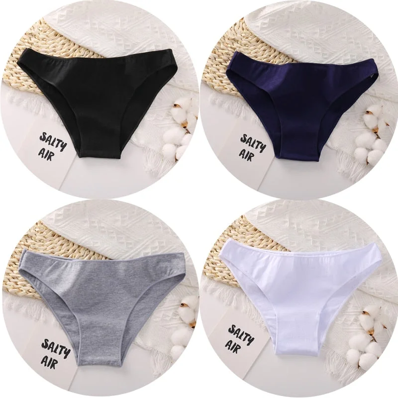 4PCS/Set Women Cotton Panties Sexy Low Waist Female Underpants Solid Elasticity Comfortable Underwear Women Panty Lingerie M-XXL