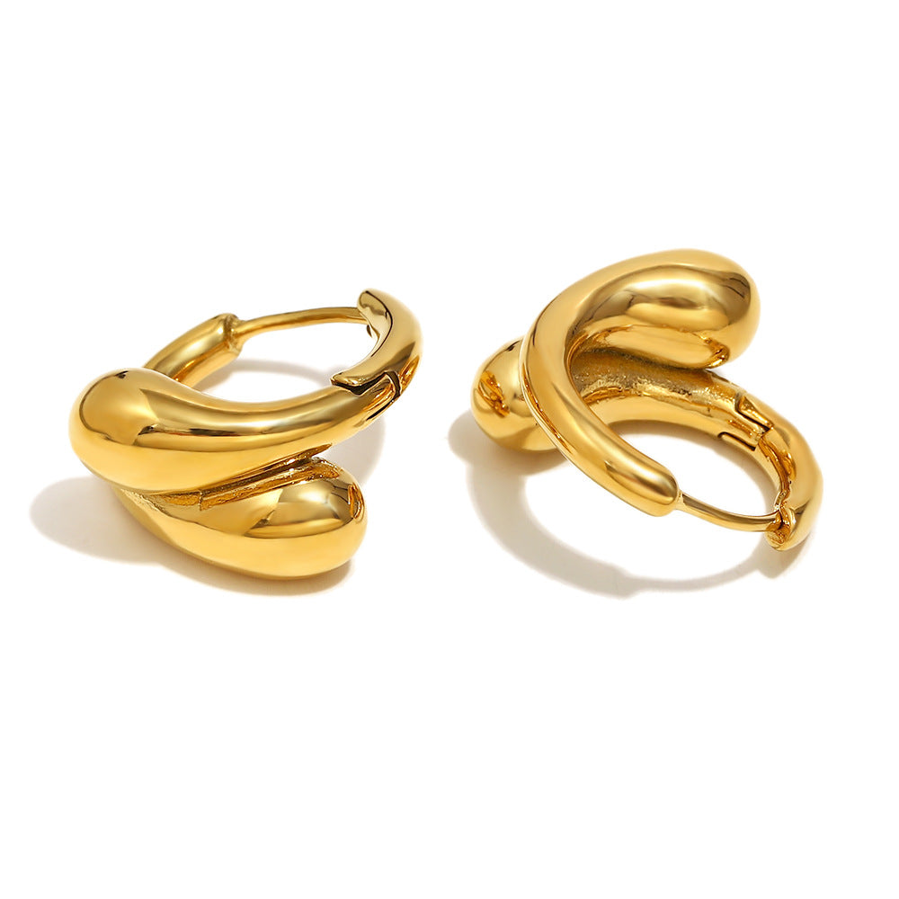 Fashionable And Simple Niche Earrings Stainless Steel Plated With 18K Gold Personalized Snake Head Small Ear Buckles For Women