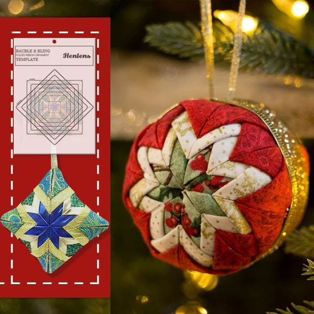 Bauble Bling Folded Ribbon Ornament Template With Instructions
