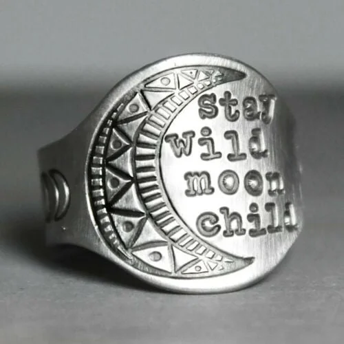 925 "Stay Wild Moon Child"Ring