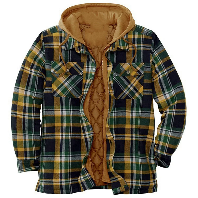Uveng Uveng Plaid Cotton Coat Large Size Hooded Shirt Jacket SY0004