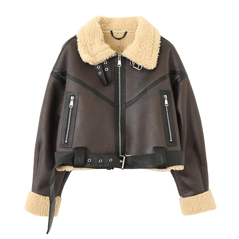 OLCooL 2024 Fall Fashion Lamb Wool Motorcycle Street Jacket olcool