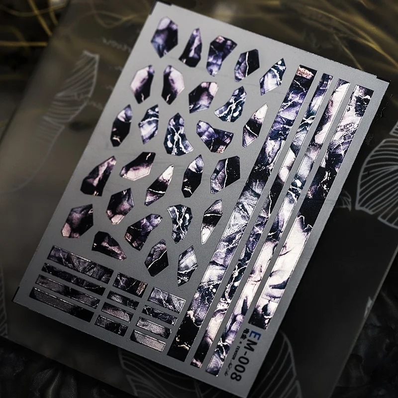 Churchf Nail Art Stickers Adhesive Sliders Pink Blue Heart DIY Line Nail Transfer Decals Foils Wraps Decorations Z0635-Nail Inspo