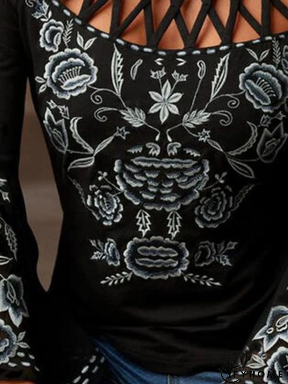 Vintage Printed Round Neck Top | IFYHOME