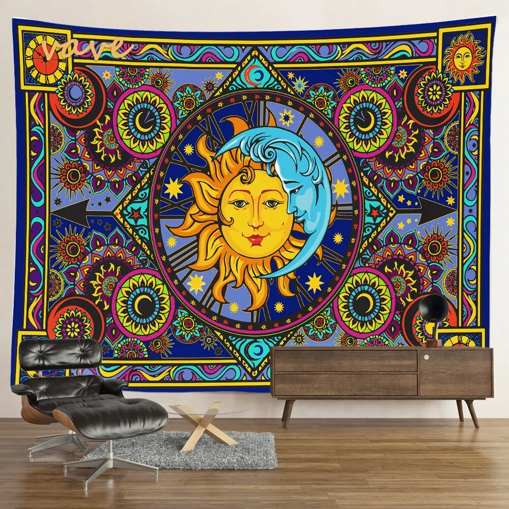 Nigikala Sun Moon Mandala Tapestry Wall Hanging Boho Hippie Witchcraft Astrology Cloth Fabric Tapestry Aesthetic Room Bedroom Decor
