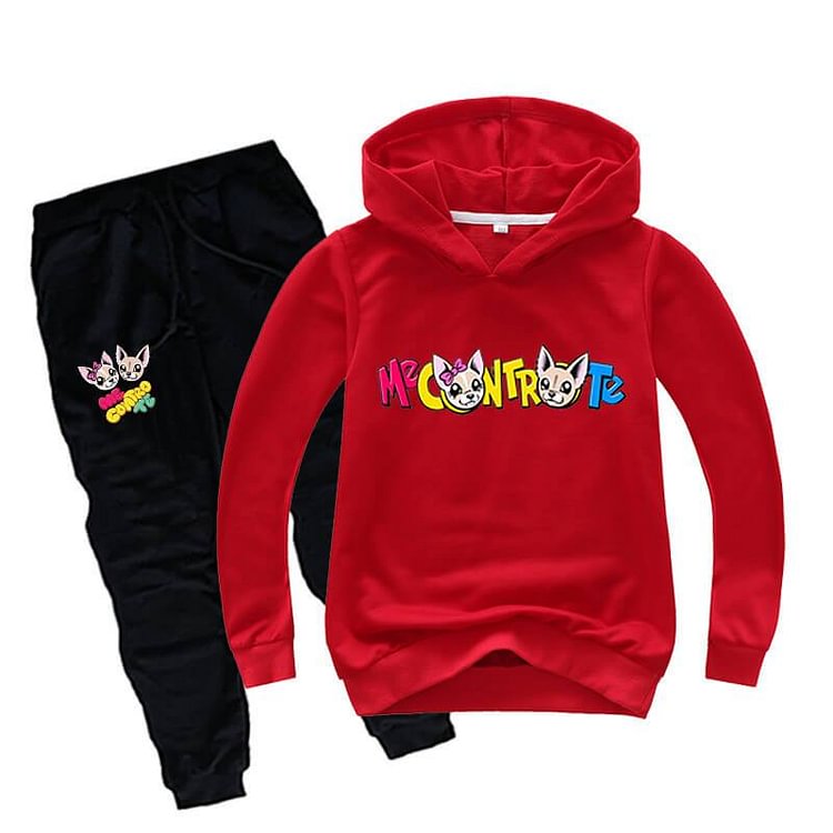Mayoulove Basic Me Contro Te Print Girls Boys Kids Cotton Hoodie Sweatpants Suit-Mayoulove