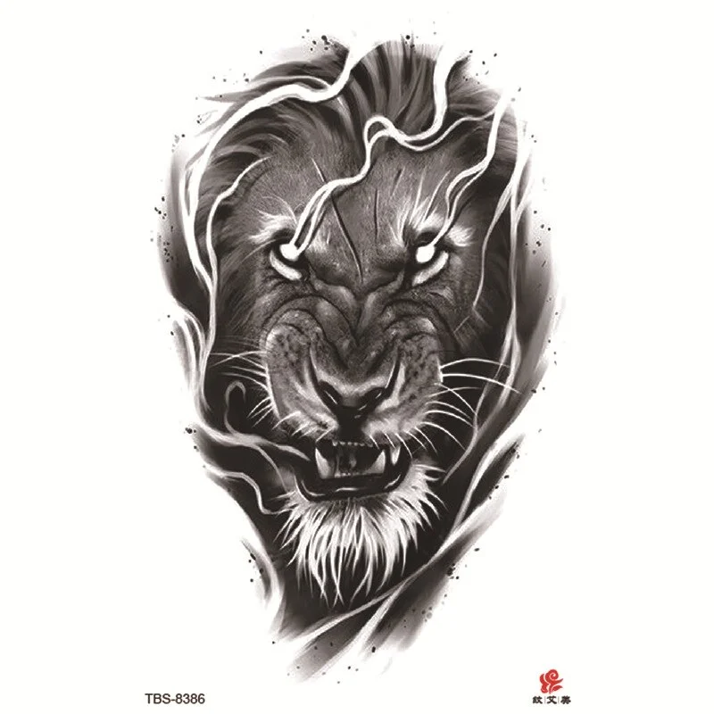 Sdrawing Temporary Tattoo Sticker Forest Lion Tiger Flash Tattoos Women Skeleton Skull Bodi Art Arm Fake Tatoo Men Body Woman