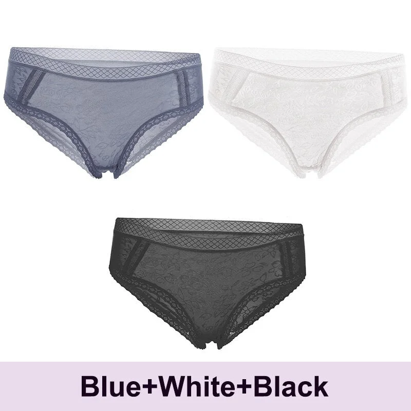 3PCS/Set Lace Panties Sexy Underwear Women's Panties Female Underpants  Floral Briefs For Woman Low-Rise Pantys Intimates M L XL