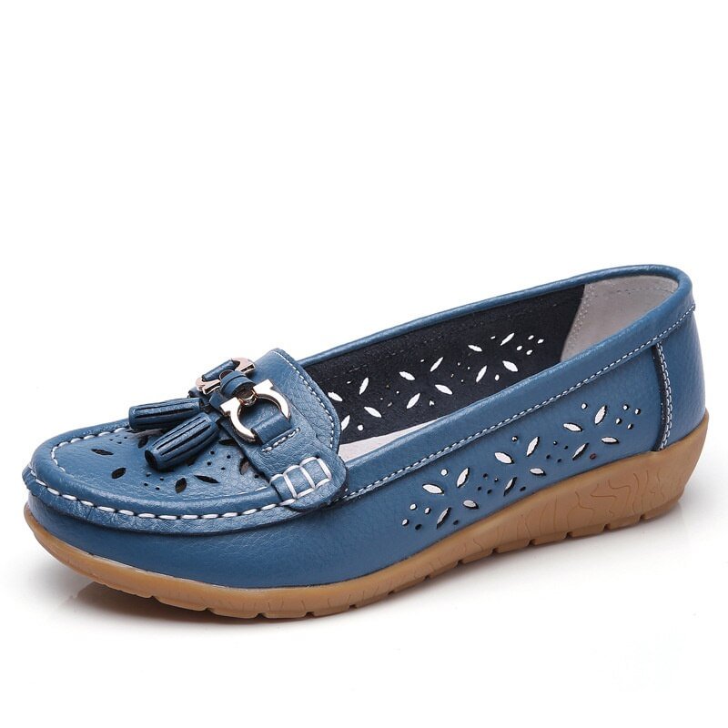 Sneakers Women Flats Summer Women Genuine Leather Shoes with Low Heels Slip on Casual Flat Shoes Women Loafers Soft Nurse Shoes