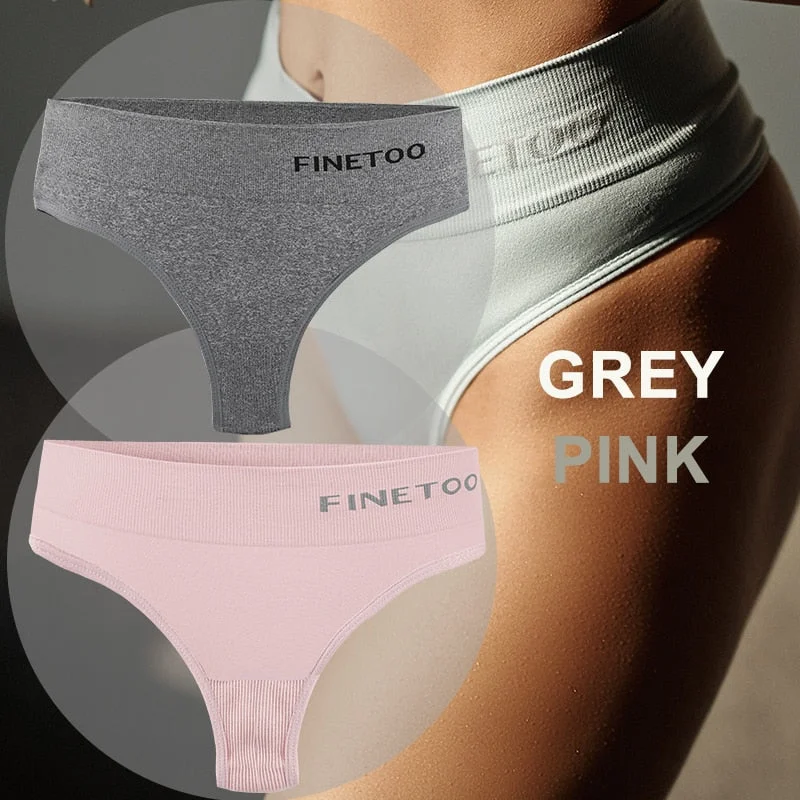 FINETOO 2PCS/Set Women Lingerie M-2XL Bodyshaper Gstring Panties High Waist Seamless Tummy Control Panty Underwear Female Thong