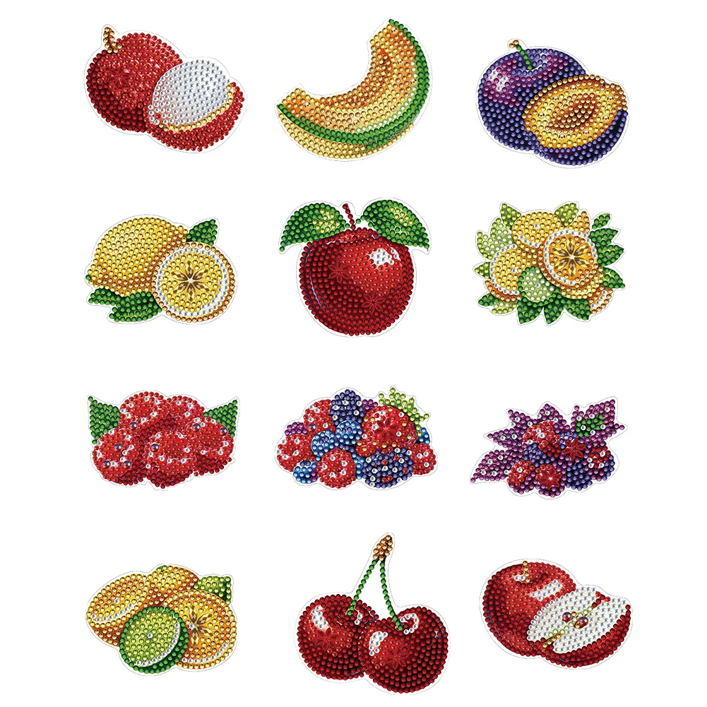 12Pcs Diamond Art Magnets Fridge Sticker Set for Adults Beginners (CN562 Fruit)