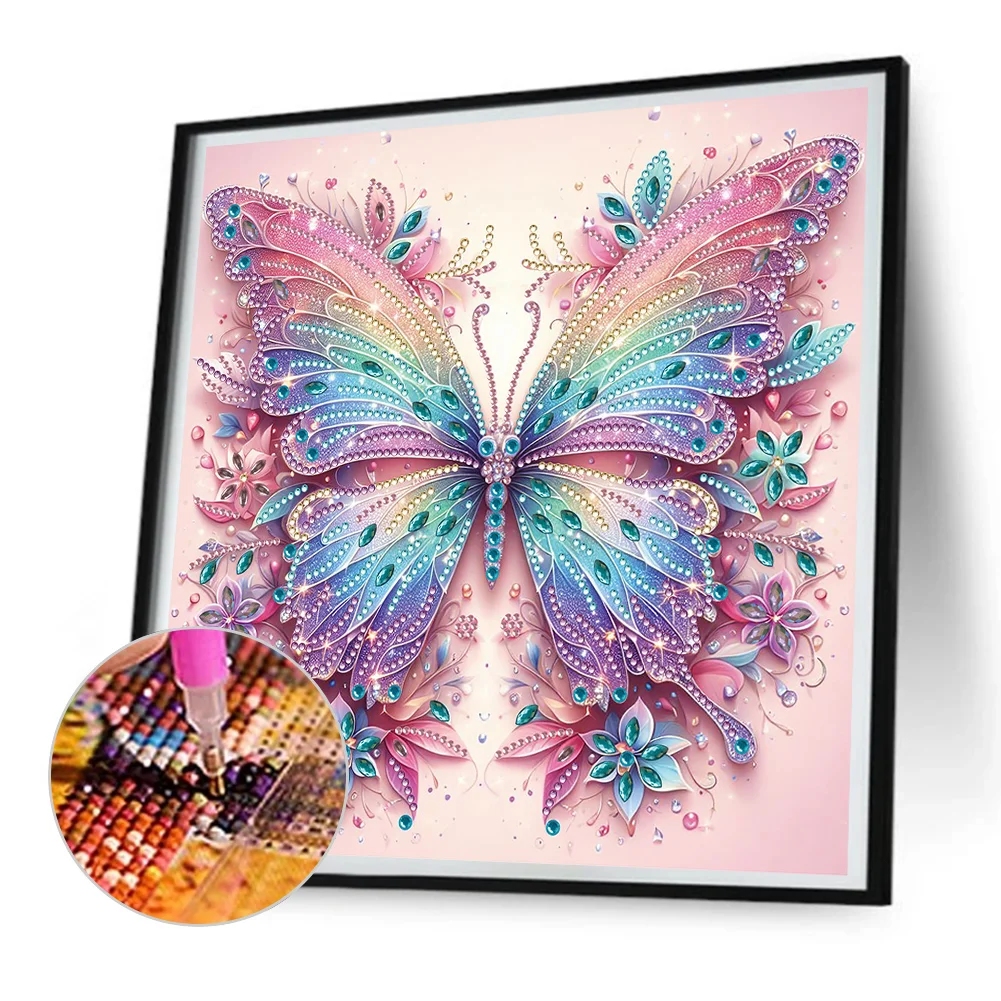 Diamond Painting - Partial Special Shaped Drill - Butterfly(Canvas|30*30cm)