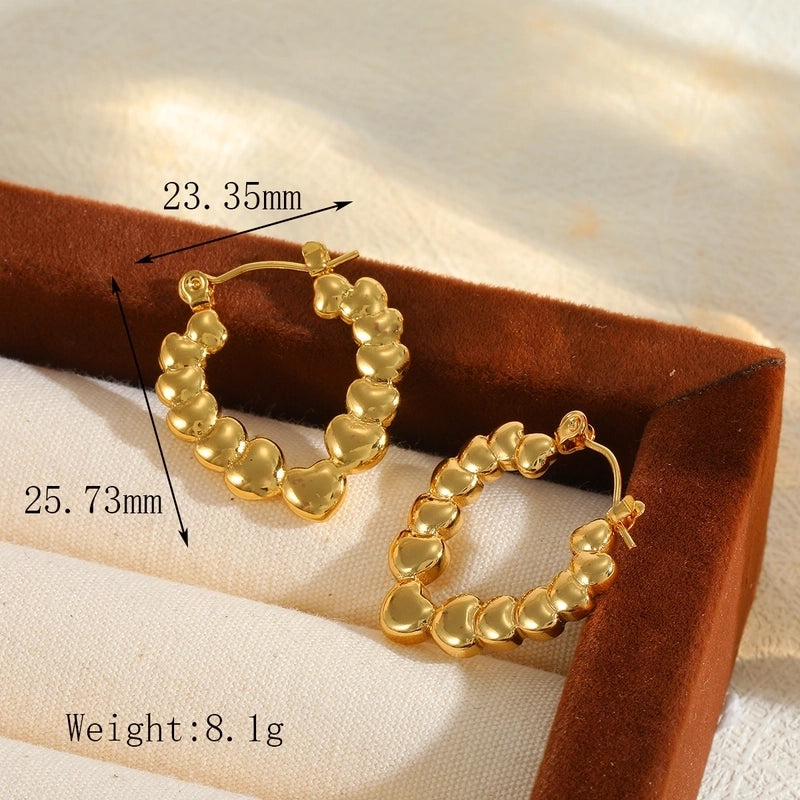 1 Pair Basic Minimalist Irregular Geometric Heart Shape Plating 304 Stainless Steel 18K Gold Plated Earrings