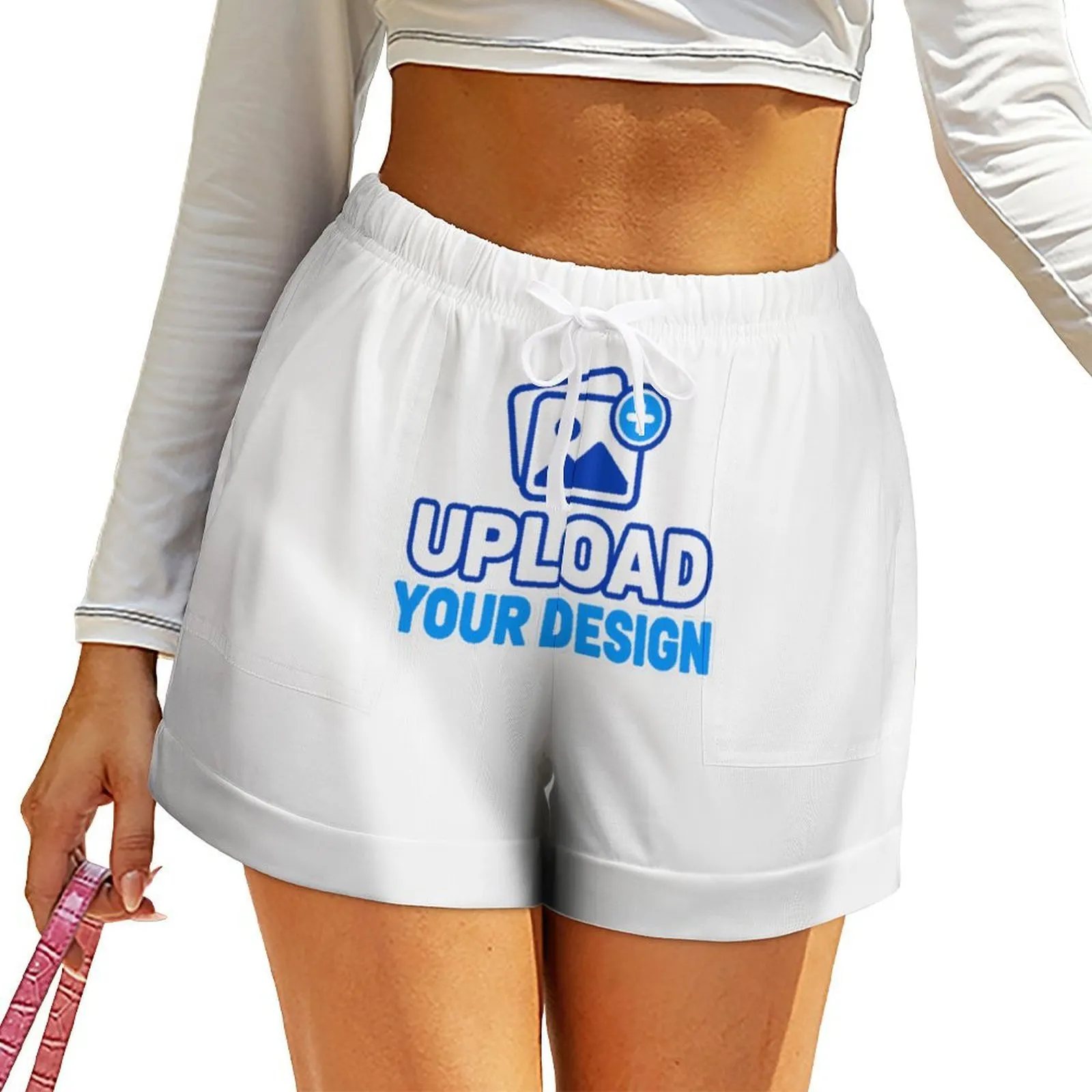 High-Waist Loose Athletic Shorts with Pockets custom print product image 8