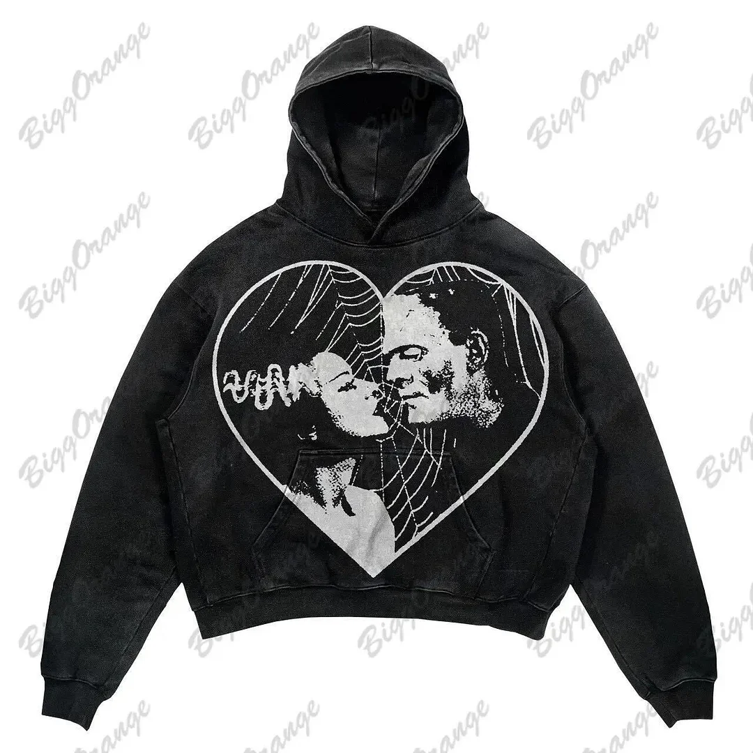 Aonga E-Commerce Black High Street Gothic Matta Mummy Sweater Street Casual Y2k Hoodie aonga