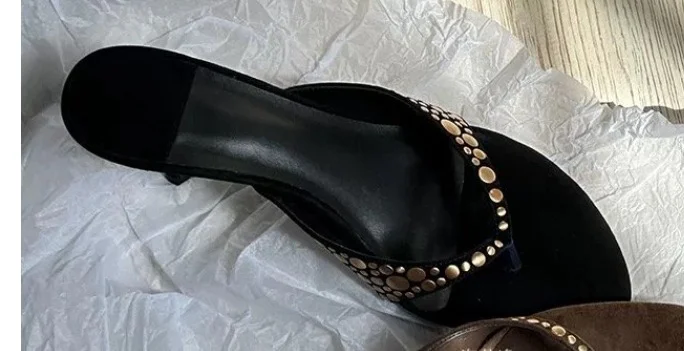 Yyvonne New Clip Toe Cool Slippers Velvet Characters High And Fine And Round Head Slippers Women Summer Wear