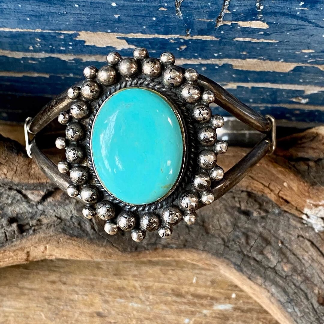 Southwestern Raindrop Bracelet with Perfect Pale Turquoise Sterling