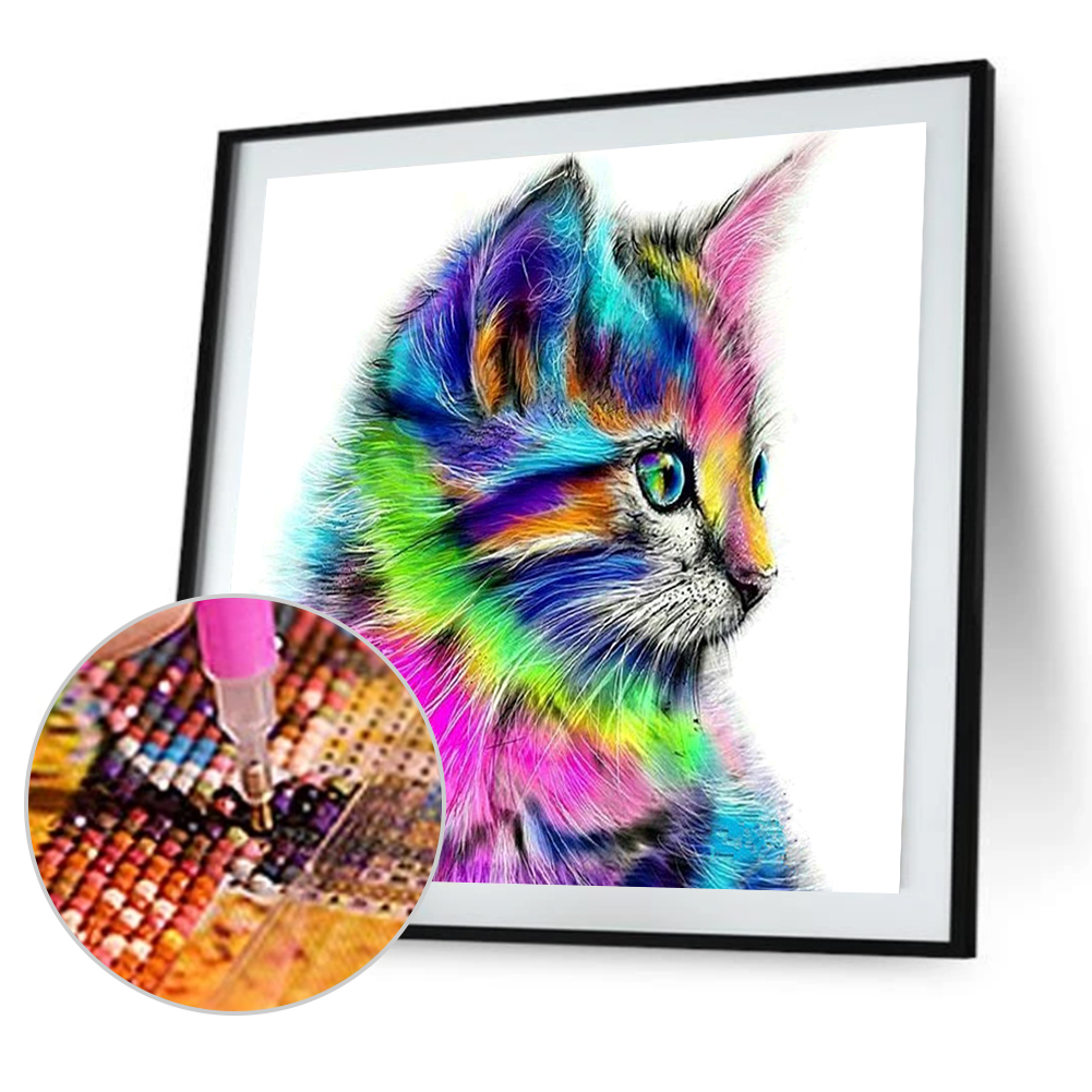 

30*30CM - Colorful Cat - Round Drill Diamond Painting, 501 Original