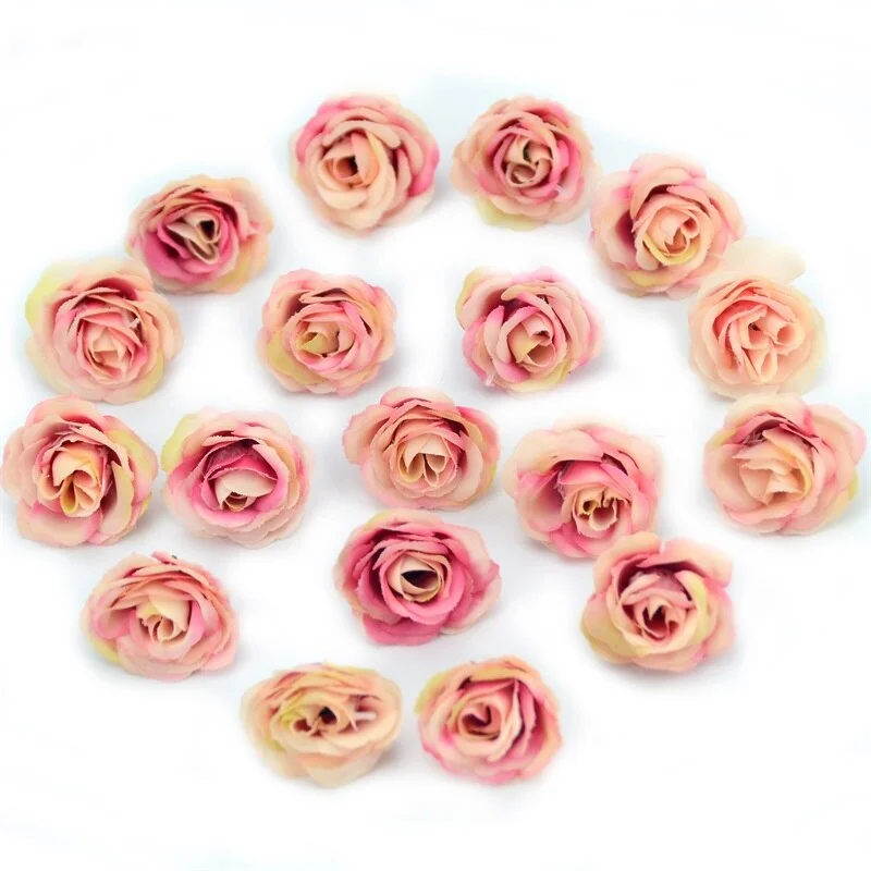 10pcs 2.5cm Mini Silk Artificial Rose Flowers Cloth For Wedding Party Home Room Decoration  DIY Dress  Accessories Fake Flowers