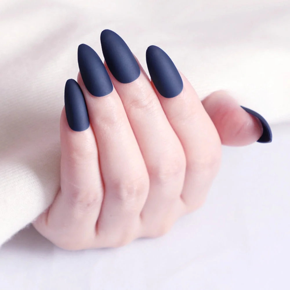 24Pcs Matte Dark Brown Artificial Fake Nails Long Stiletto False Nails For Design DIY Fingernails Art Tip Manicure Tool-Nail Inspo