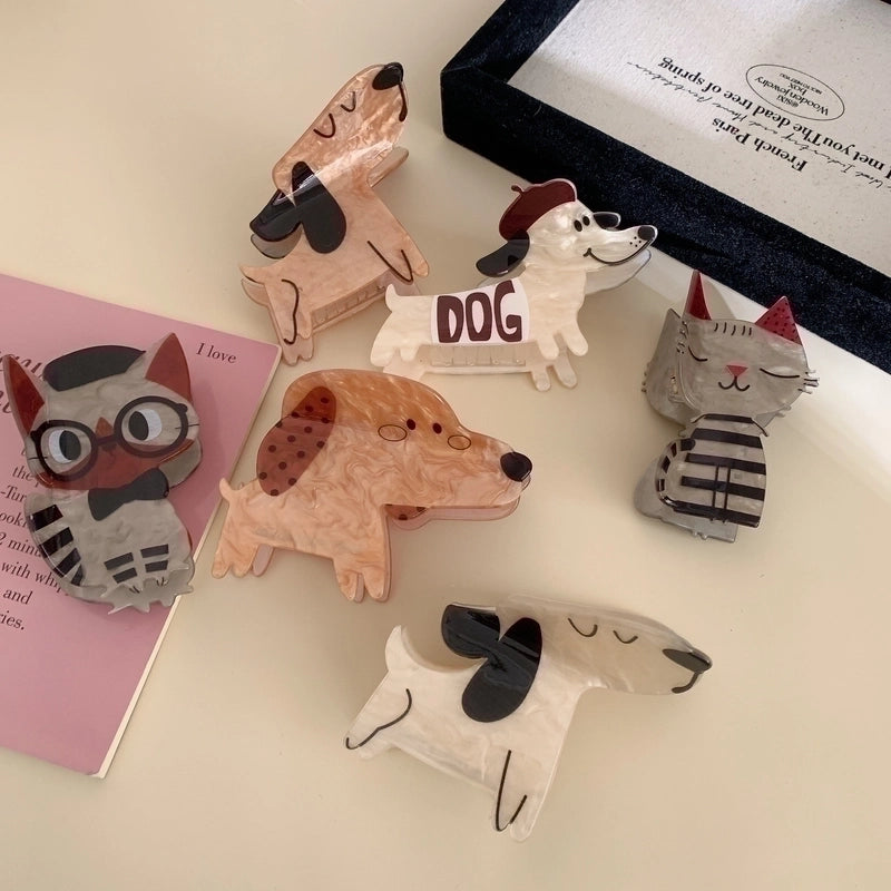 Cute Minimalist Women’s Cartoon Dog Cat Acetic Acid Sheets Hair Claws