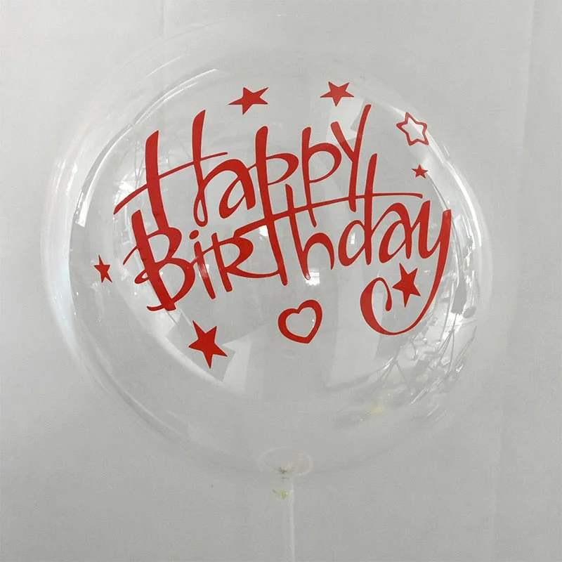 1Pc 20inch Transparent Balloon with Sticker Happy Birthday Balloons Helium Balloon Wedding Birthday Party Decoration Supplies