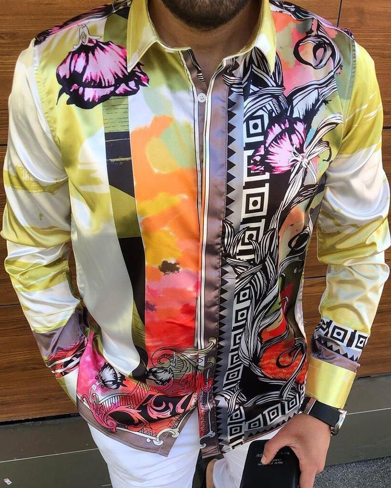 Casual Fashion Floral Print Long Sleeve Shirt