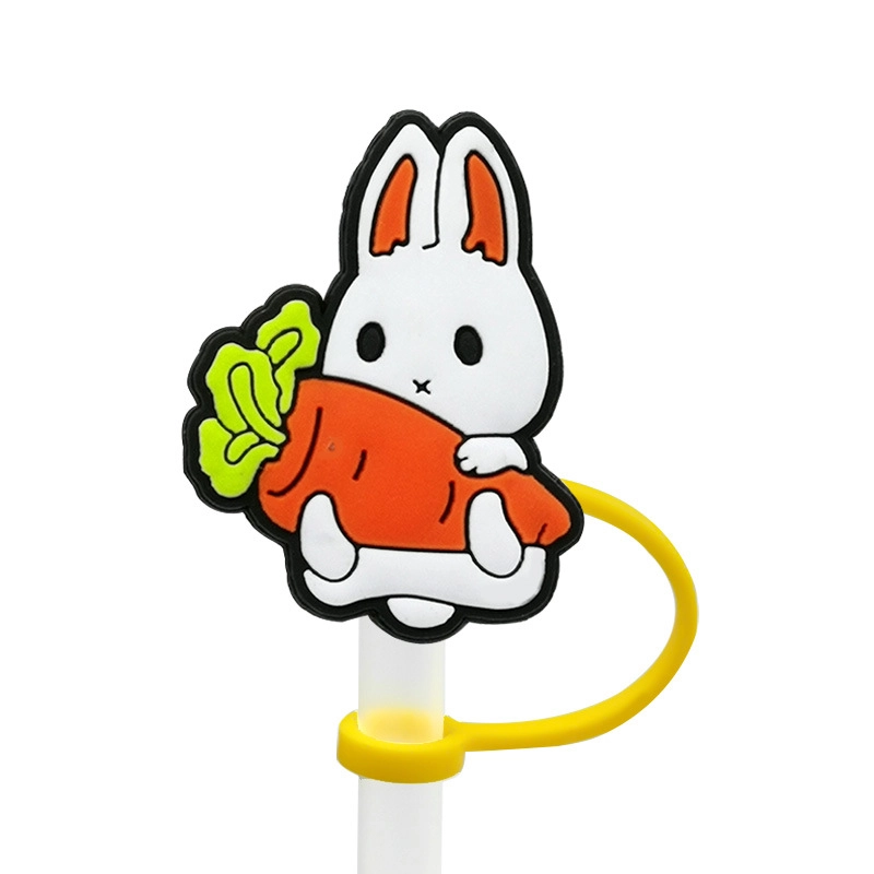 10 Pieces Cute Cartoon Silica Gel Straw Decorative Cap 1 Piece