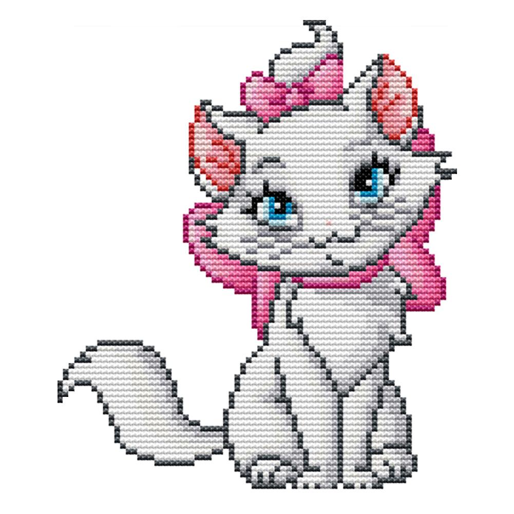 

Pink Cat - 14CT Stamped Cross Stitch - 18*20cm, 501 Original