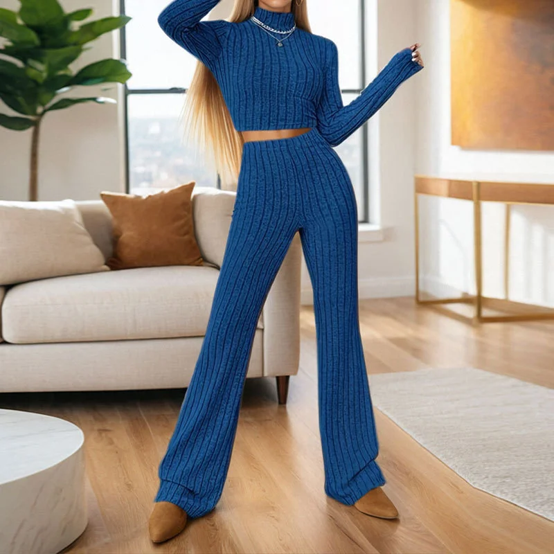 Uveng Uveng 2024 Autumn Suit New Women's Temperament Pure Color Slim Long Sleeve Bell Pants Fashion Suit