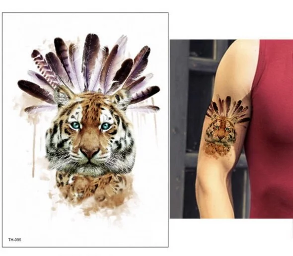 21*15cm NEW Temporary Tattoo Sticker cute leopard wolf tiger animals pattern Waterproof body art fake tattoo women men DIY paint