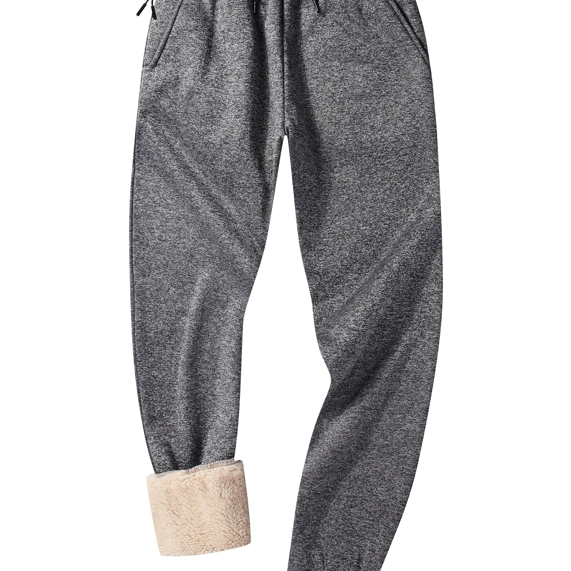 Fleece Lined Drawstring Sweatpants Loose Fit Pants Men's Casual Slightly Stretch Joggers For Spring Autumn Running Jogging