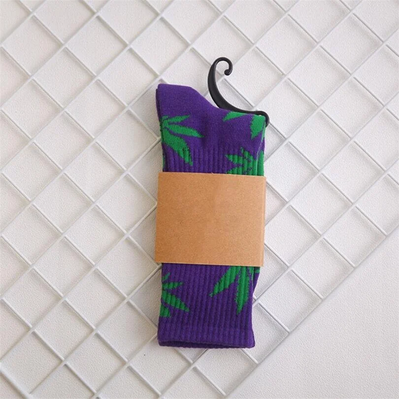 CUHAKCI Socks For Women Men's Cotton Socks Hip Hop Leaf high Quality Harajuku Ladies White Green Spring Autumn casual long Socks