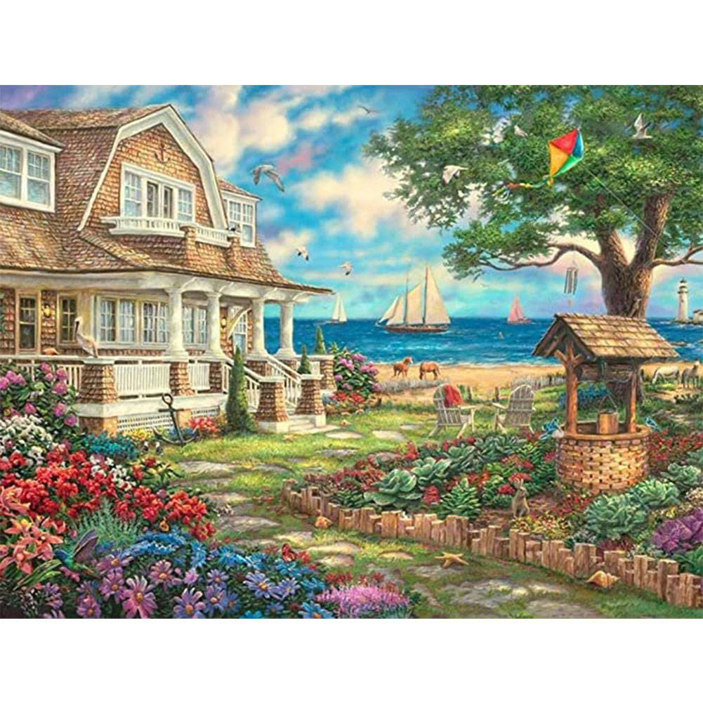 

Seaside House - Round Drill Diamond Painting - 40*30CM, 501 Original