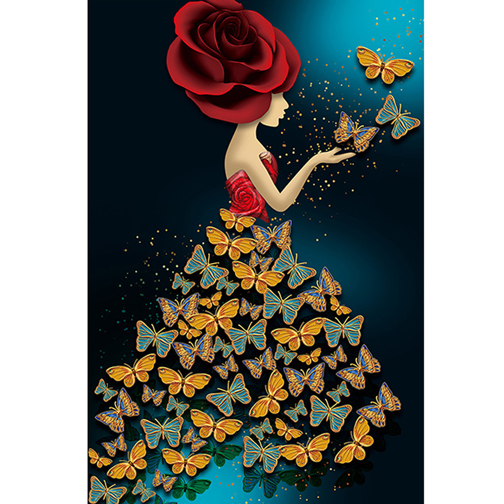 

30*40CM-Butterfly Girl Set-Special Shaped Diamond Painting, 501 Original