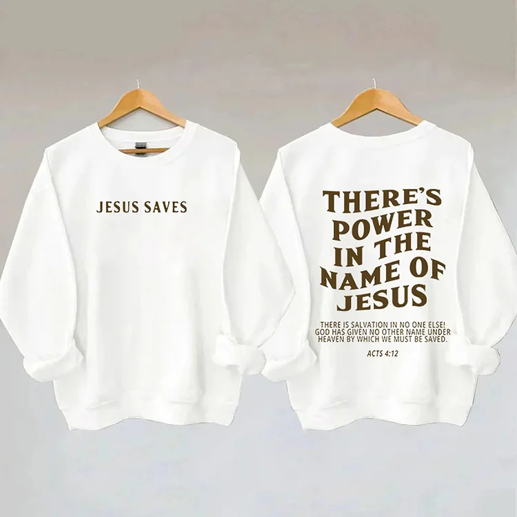 VChics There‘s Power In The Name Of Jesus Print Sweatshirt