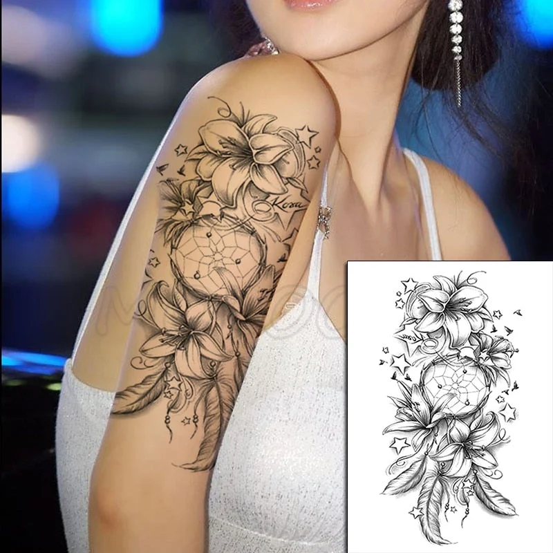 Temporary Tattoo Stickers Rose Sapphire Red Flower Fake Tatto Waterproof Tatoo Back Leg Arm Belly Big Size for Women Men Girl