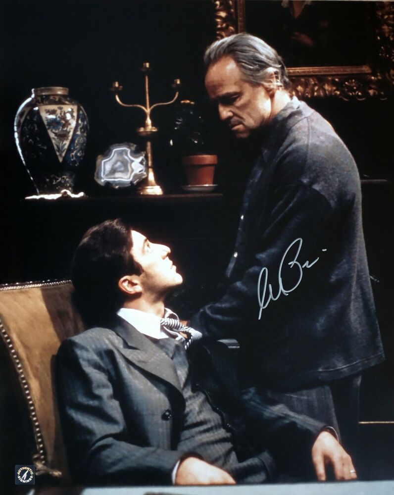 Al Pacino Autographed w/ Marlon Brando THE GODFATHER 16x20 Photo Poster painting ASI Proof