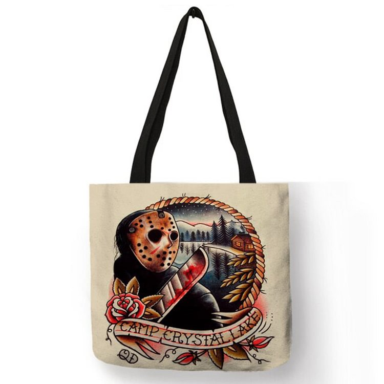 Linen Tote Bag - Horror Movie Character