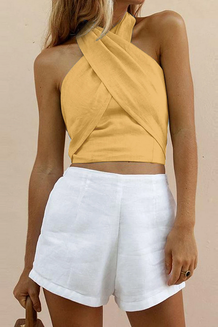 Sleeveless Crop Top Shorts Set